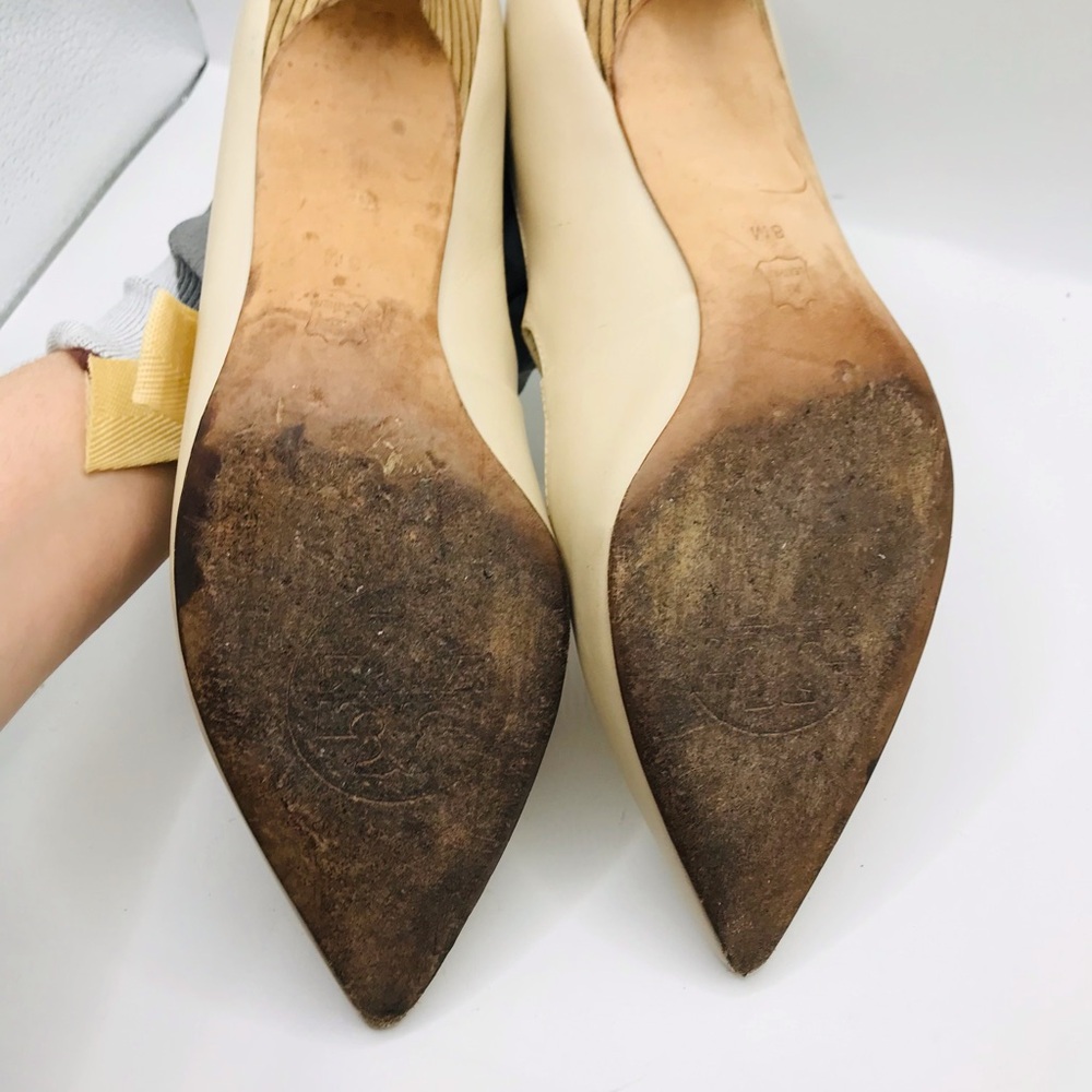 Tory Burch Cream Pointed-Toe Bow Dress Pump - Picture 10 of 12